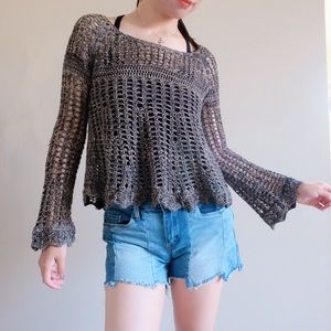 Free People Knit Top Bell Sleeves